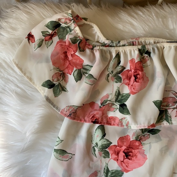 Rose print off the shoulder top - Picture 2 of 4